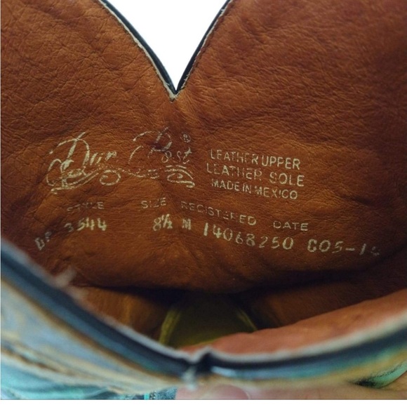 Dan Post Vintage Blue Bird Women's
DP3544 Chocolate Teal Snip Toe Boots - Picture 7 of 13